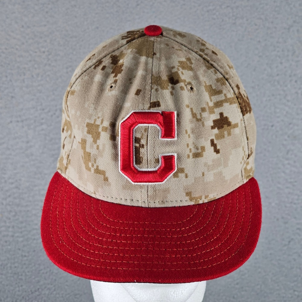 Cleveland Guardians New Era Hat Mens 7 1/8 Tan MLB 59FIFTY Desert Camo Digital